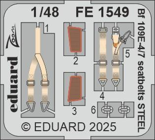 (SO) 1/48 Eduard Bf 109E-4/7 seatbelts STEEL