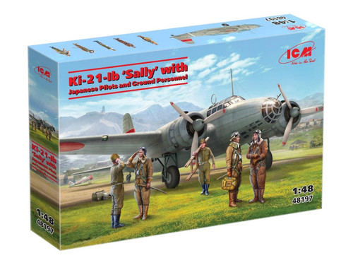 (SO) 1/48 ICM Ki-21-Ib Sally w/Japanese Pilots & Ground Crew Plastic Model Kit