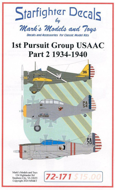 (SO) 1/72 Starfighter Decals - 1st Pursuit Group Part 2 1934-39