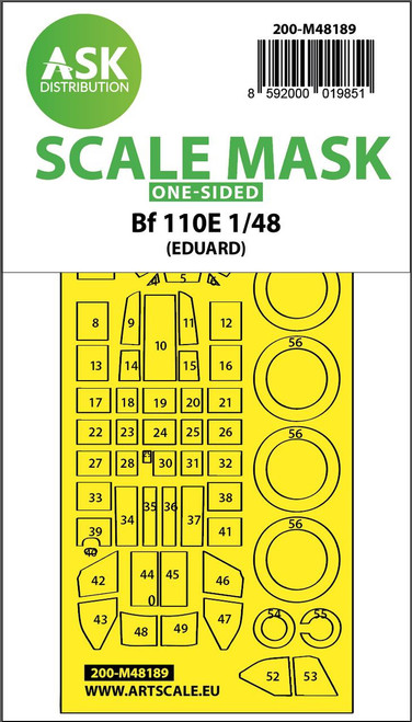(SO) 1/48 Art Scale Messerschmitt Bf 110E one-sided express fit mask for Eduard