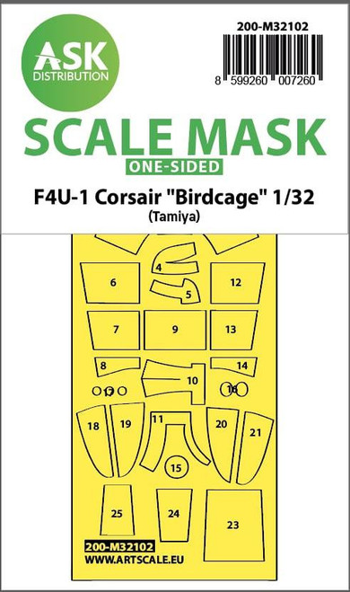 (SO) 1/32 Art Scale F4U-1 Corsair Birdcage one-sided express fit mask for Tamiya
