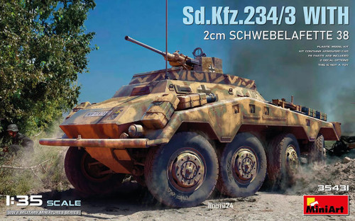 (SO) 1/35 Miniart Sd.Kfz.234/3 WITH 2cm SCHWEBELAFETTE 38 Plastic Model Kit