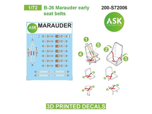 (SO) 1/72 Art Scale B-26 Marauder seat belts - 3D 3Ded decals by ASK