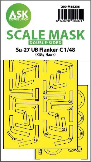 (SO) 1/48 Art Scale Su-27UB Flanker-C double-sided express fit mask for Kitty Hawk