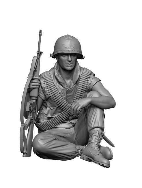 (SO) 1/35 H3 Models Vietnam war US rifleman sitting position 3D Printed Figure