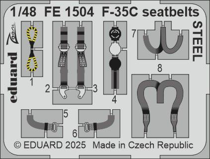 (SO) 1/48 Eduard F-35C seatbelts STEEL Zoom set for TAMIYA kit