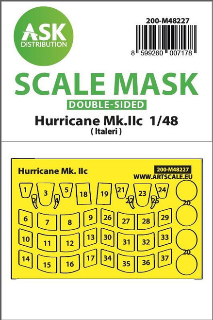 (SO) 1/48 Art Scale Hawker Hurricane Mk.IIc double-sided express mask for Italeri