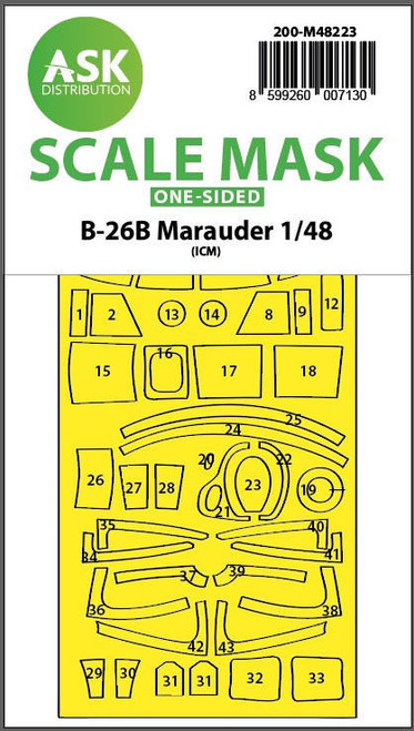(SO) 1/48 Art Scale B-26B Marauder one-sided express fit mask for ICM