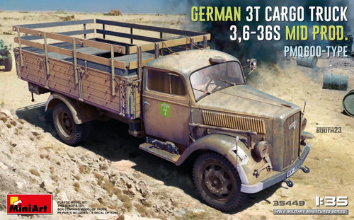 (SO) 1/35 Miniart GERMAN 3T CARGO TRUCK 3.6-36S MID PROD. PMQ600-TYPE