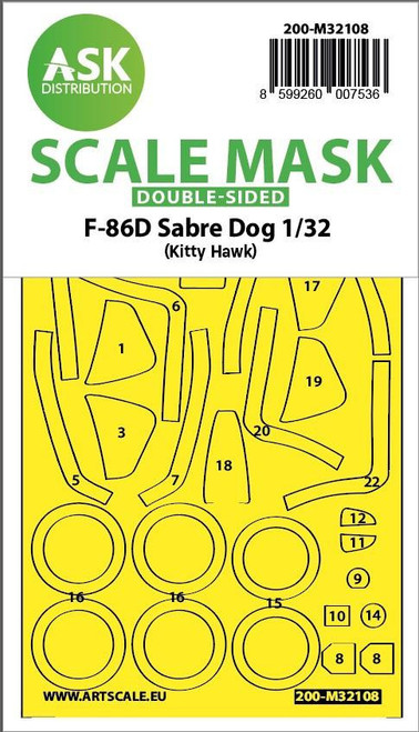 (SO) 1/32 Art Scale F-86D Sabre Dog double-sided express fit mask for Kitty Hawk