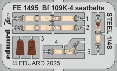 (SO) 1/48 Eduard Bf 109K-4 seatbelts STEEL Zoom set for EDUARD