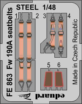 (SO) 1/48 Eduard Fw 190A seatbelts STEEL Zoom set for EDUARD kit