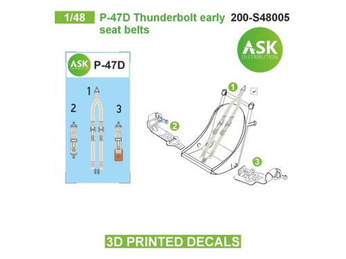 (SO) 1/48 Art Scale P-47D Thunderbolt early seat belts - 3D 3Ded decals by ASK
