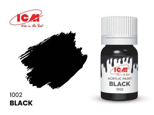(SO) ICM Acrylic Paint - Black 12ml Bottle