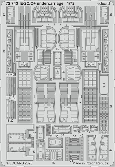 (SO) 1/72 Eduard E-2C/C+ undercarriage Photo etched set for HELLER kit