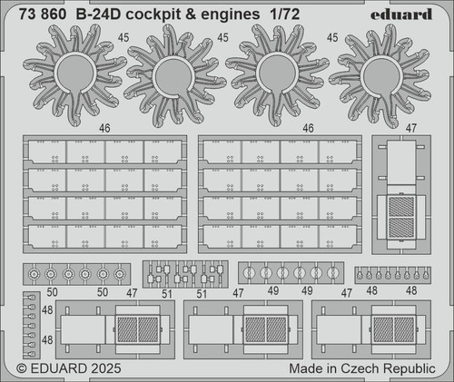 (SO) 1/72 Eduard B-24D cockpit & engines Photo etched set for AIRFIX