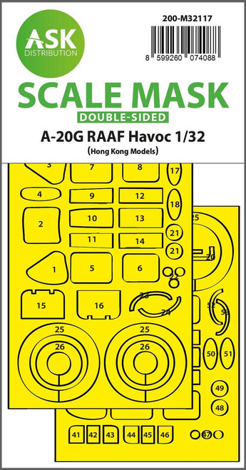 (SO) 1/32 Artscale A-20G RAAF Havoc double-sided express fit mask for HK Models
