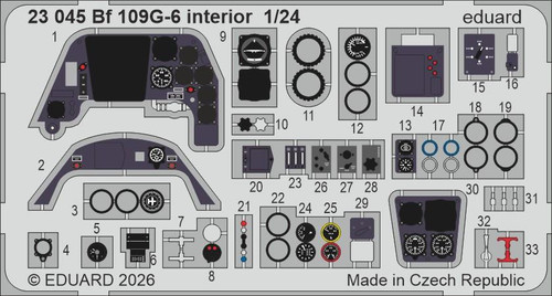 (SO) 1/24 Eduard Bf 109G-6 interior Photo etched set for AIRFIX