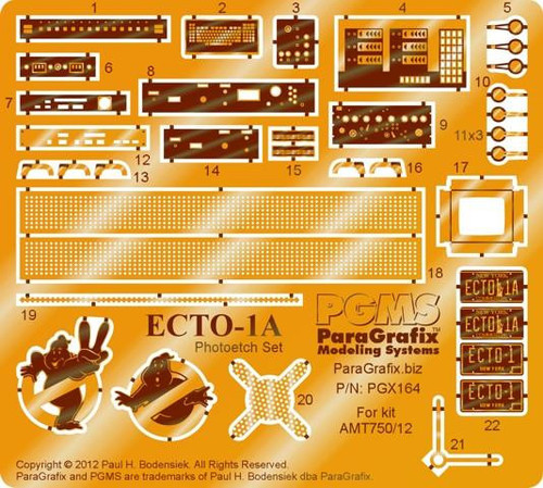 (SO) Paragrafix 1/25 Ghostbuster 2 Ecto1A Photo-Etch Set for AMT
