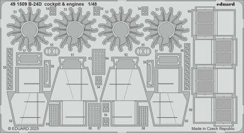 (SO) 1/48 Eduard B-24D cockpit & engines Photo etched set for HOBBY BOSS kit