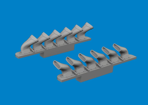 (SO) 1/72 Eduard Spitfire Mk.V six-stacks exhaust fishtail PRINT Brassin for TAMIYA kit
