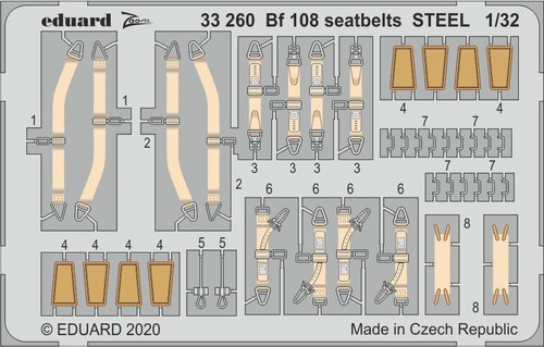 (SO) 1/32 Eduard Bf 108 seatbelts STEEL