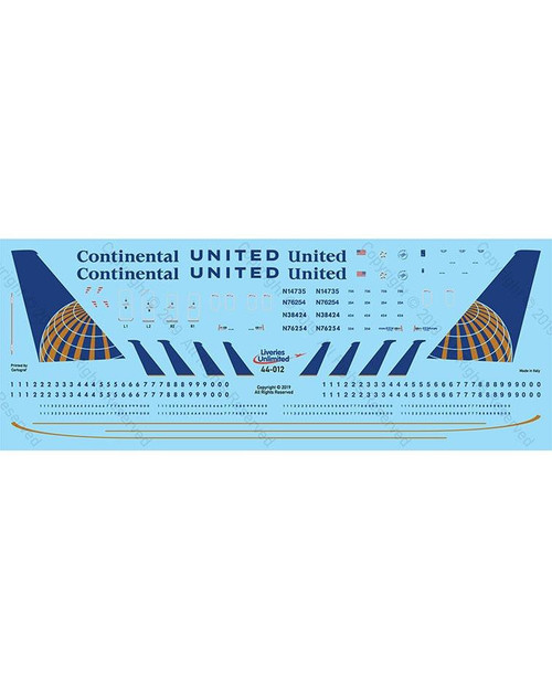 (SO) 1/144 Fundekals CONTINENTAL/UNITED 737NGs