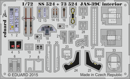 (SO) 1/72 Eduard JAS-39C interior Zoom set for REVELL
