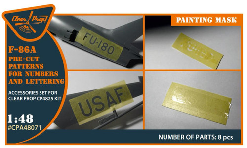 (SO) 1/48 Clear Prop F-86A pre-cut patterns for numbers and lettering painting mask (CP4825)
