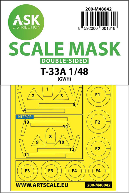 (SO) 1/48 Art Scale T-33A double-sided painting mask for Great Wall Hobby