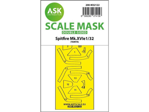 (SO) 1/32 Art Scale Spitfire Mk.XVIe double-sided express fit mask for Tamiya
