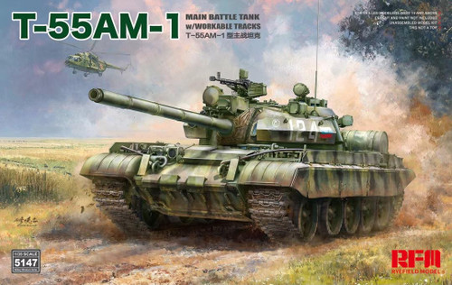 (SO) 1/35 Ryefield T-55AM-1 Main Battle Tank w/ workable tracks Plastic Model Kit