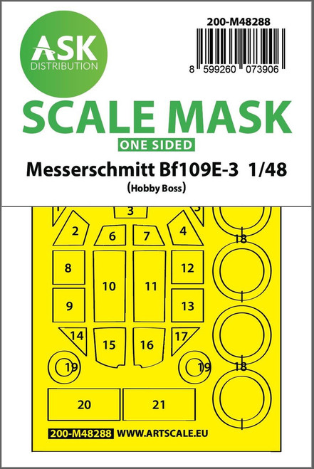 (SO) 1/48 Artscale Bf 109E-3 one-sided express fit mask for Hobby Boss