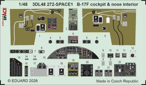 (SO) 1/48 Eduard Space Set B-17F cockpit & nose interior SPACE For REVELL