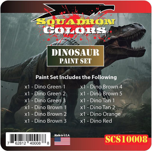 (SO) Squadron Colors Dinosaur Acrylic Airbrush Paint Set (12 Colors)