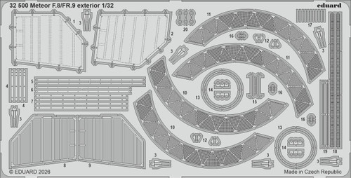 (SO) 1/32 Eduard Photo Etch Meteor F.8/FR.9 exterior For REVELL