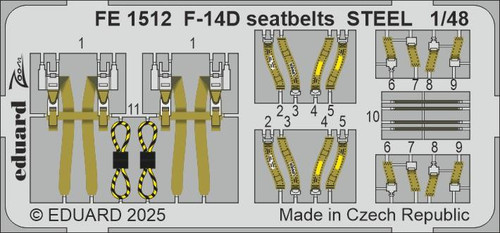 (SO) 1/48 Eduard F-14D seatbelts STEEL Zoom set for GREAT WALL HOBBY kit
