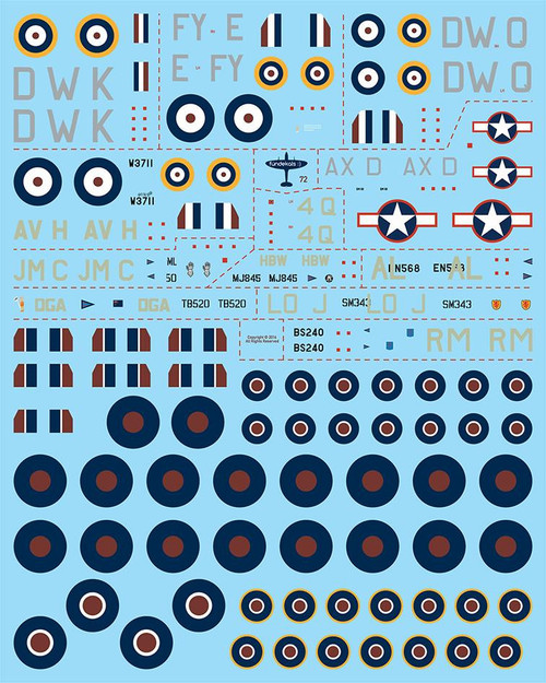 (SO) 1/72 Fundekals SPITFIRES PT 1