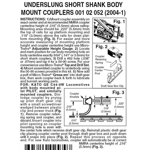 00102052 N - Coupler Conversion - Assembled (2004-1) 00102052 N - Coupler Conversion - Assembled (2004-1)