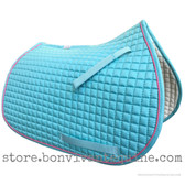 Baby Blue Pony Saddle Pad Shown Here with Pink Piping