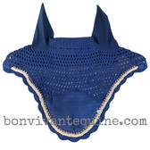 Royal Blue Horse Bonnets | Fly Veil | with Bling and  #41 Light Silver Rope/Cord Trim