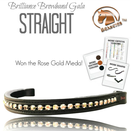 Browband Per Briglia Con Cristalli - Design A V Con Cristalli Verdi E Trasparenti, In Pelle Morbida Per Cavalli - Foto 4