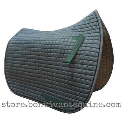 Smokey Coast Blue Dressage Saddle Pad with Black Piping.