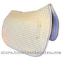 Elegant Champagne Butter Cream Dressage Saddle Pad with #41 Light Silver Accent Rope/Cord.