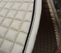 Zoom to View this Beige/Tan/Khaki Dressage Saddle Pad Color and the Soft Flannel Underside.