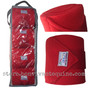 Red Fleece Polo Wraps for Horses.  Comes in a set of four, packaged in a zippered poly storage bag...Great for storing and toting along to a horse show.