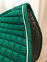 Zoom to View:  Dark Kelly Green Dressage Saddle Pad.  Shown here with White Piping.