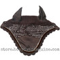 Mocca Chocolate Brown Pink Horse Bonnets | Fly Veil | with Bling and #31 Chocolate Rope/Cord Trim