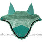 Mint Green Horse Bonnets | Fly Veil | with Bling and #7 Black Rope/Cord Trim