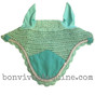 Mint Green Horse Bonnet | Fly Veil | with Bling and  #41 Light Silver Rope/Cord Trim